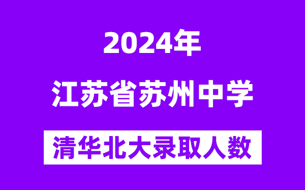 2024年苏州中学考入清华北大人数是多少?附历年分数线